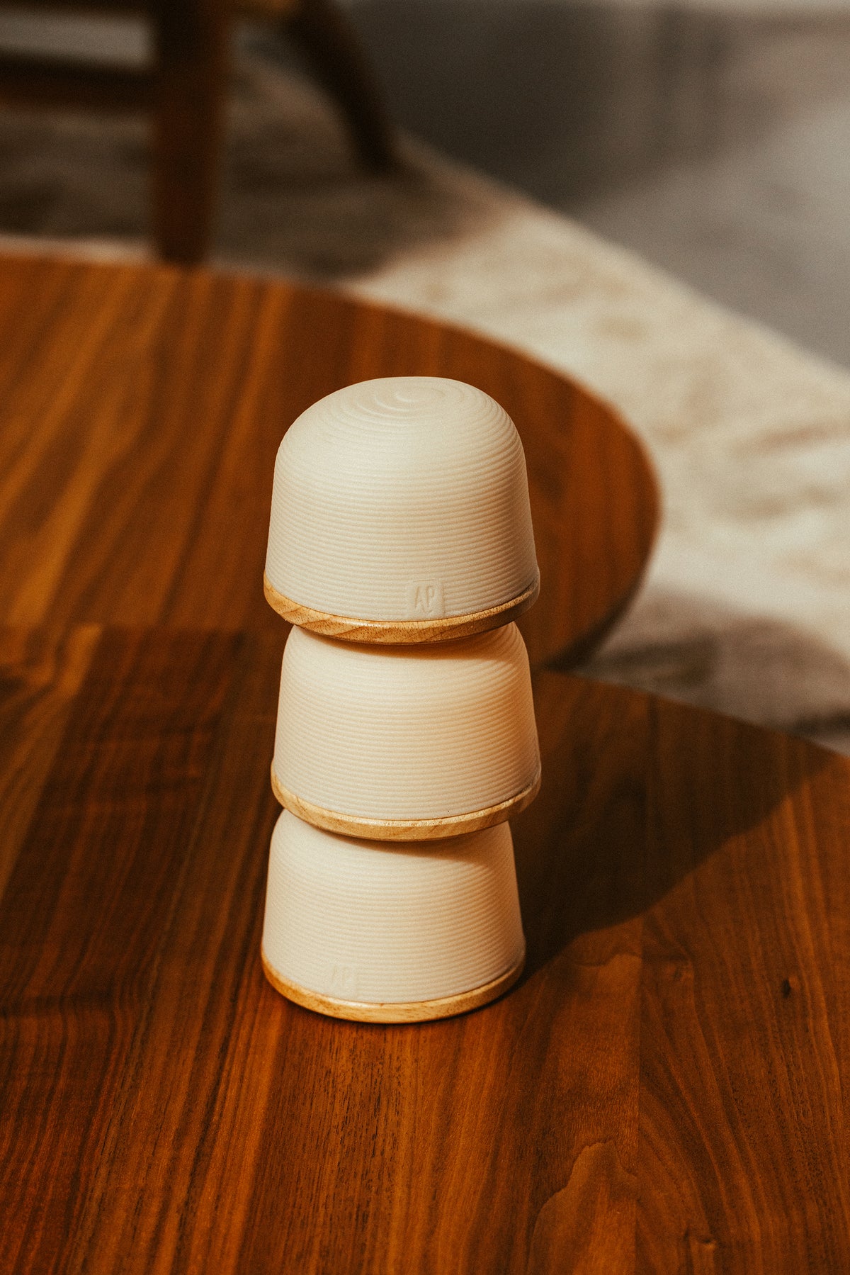 Lampe d'ambiance Fondant Small recyclée sur chêne Set/3 | H 7,5 cm x Ø 9,6 cm
