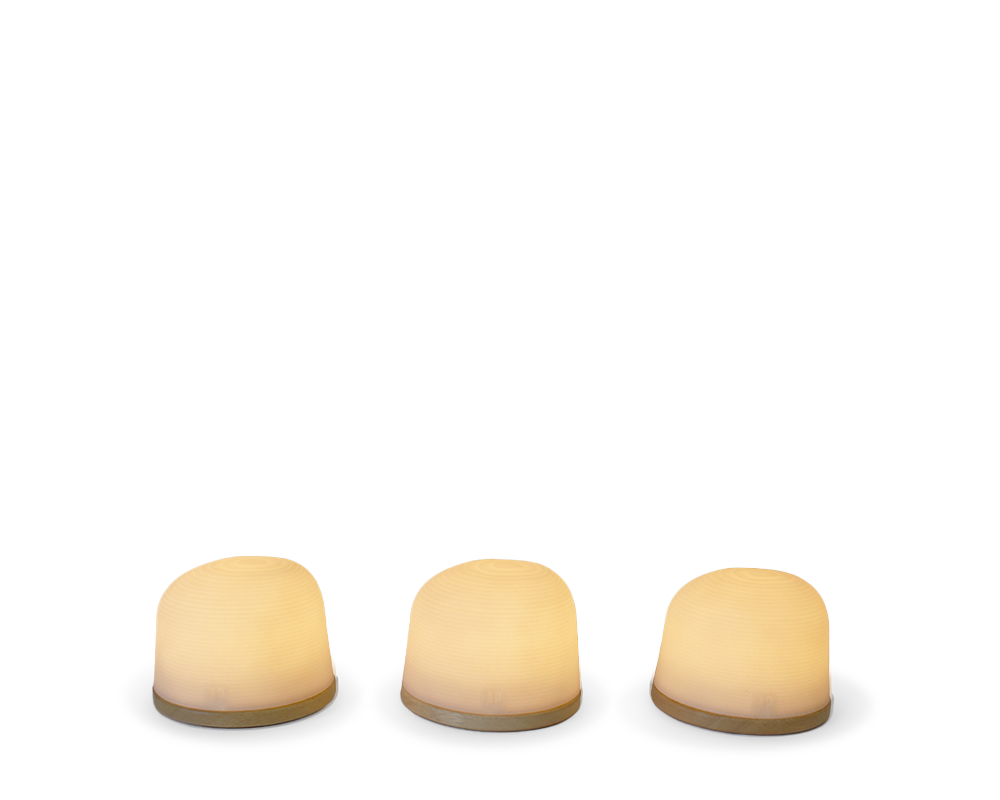 Lampe d'ambiance Fondant Small recyclée sur chêne Set/3 | H 7,5 cm x Ø 9,6 cm