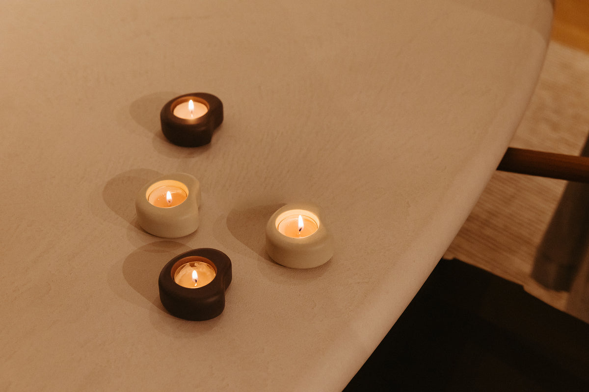 Fondant small T- light holder | AARDE | H 3,2 x 7,3  x 6,2 cm