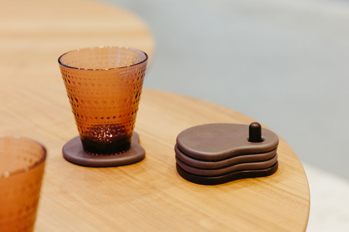 Sous-verres Fondant lot de 4 | TERRE | H 5 x 10 x 8,6 cm