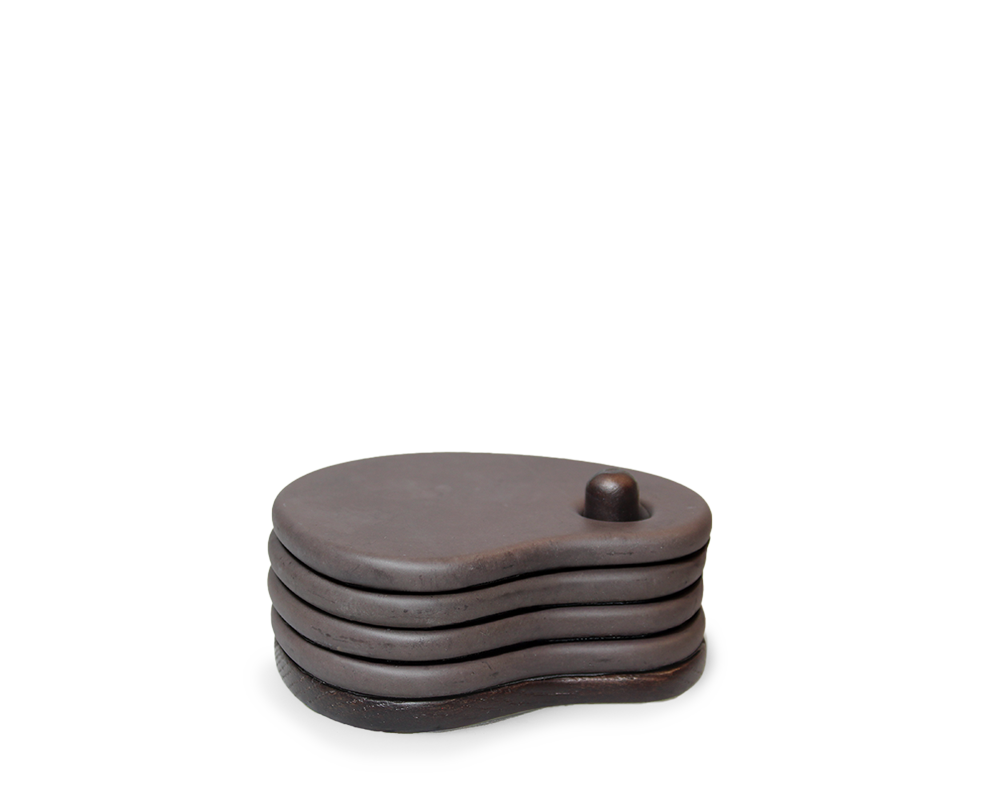 Sous-verres Fondant lot de 4 | TERRE | H 5 x 10 x 8,6 cm