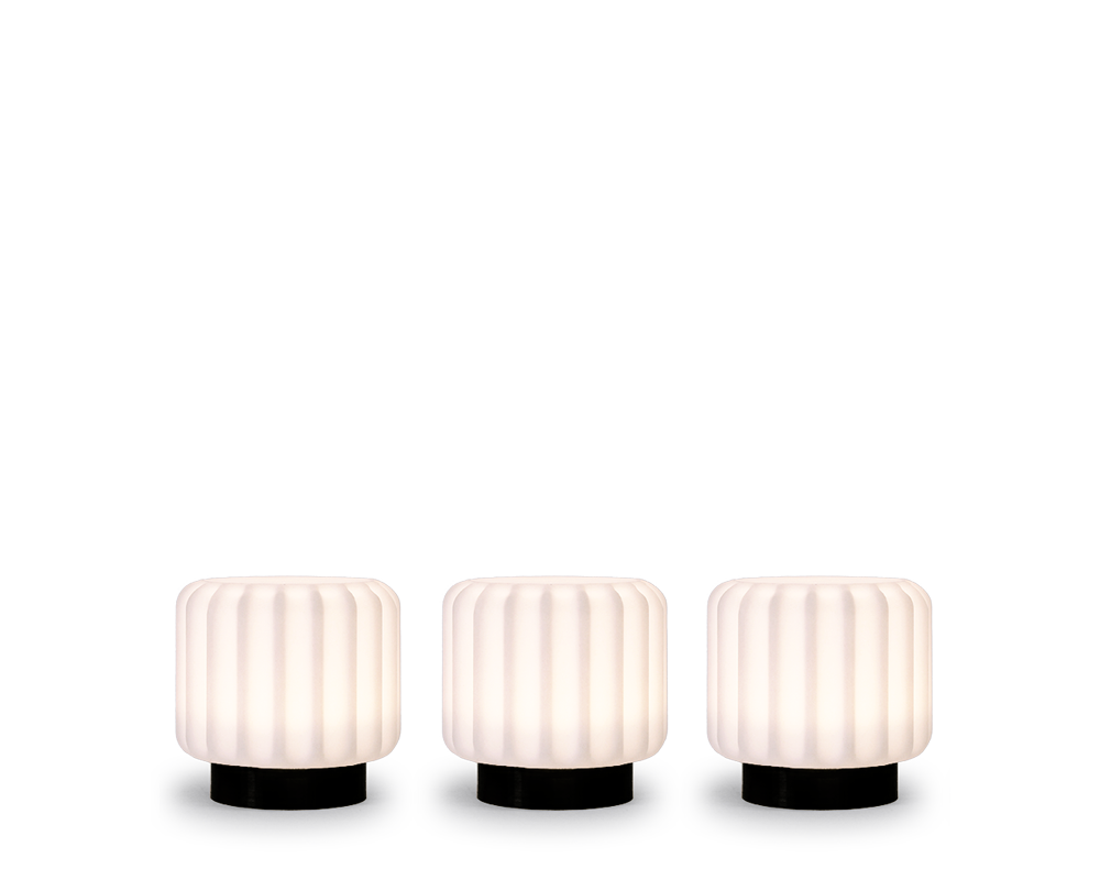 Dentelles 9 light USB recharge BLACK base Set/3 | 9 cm x Ø 9 cm
