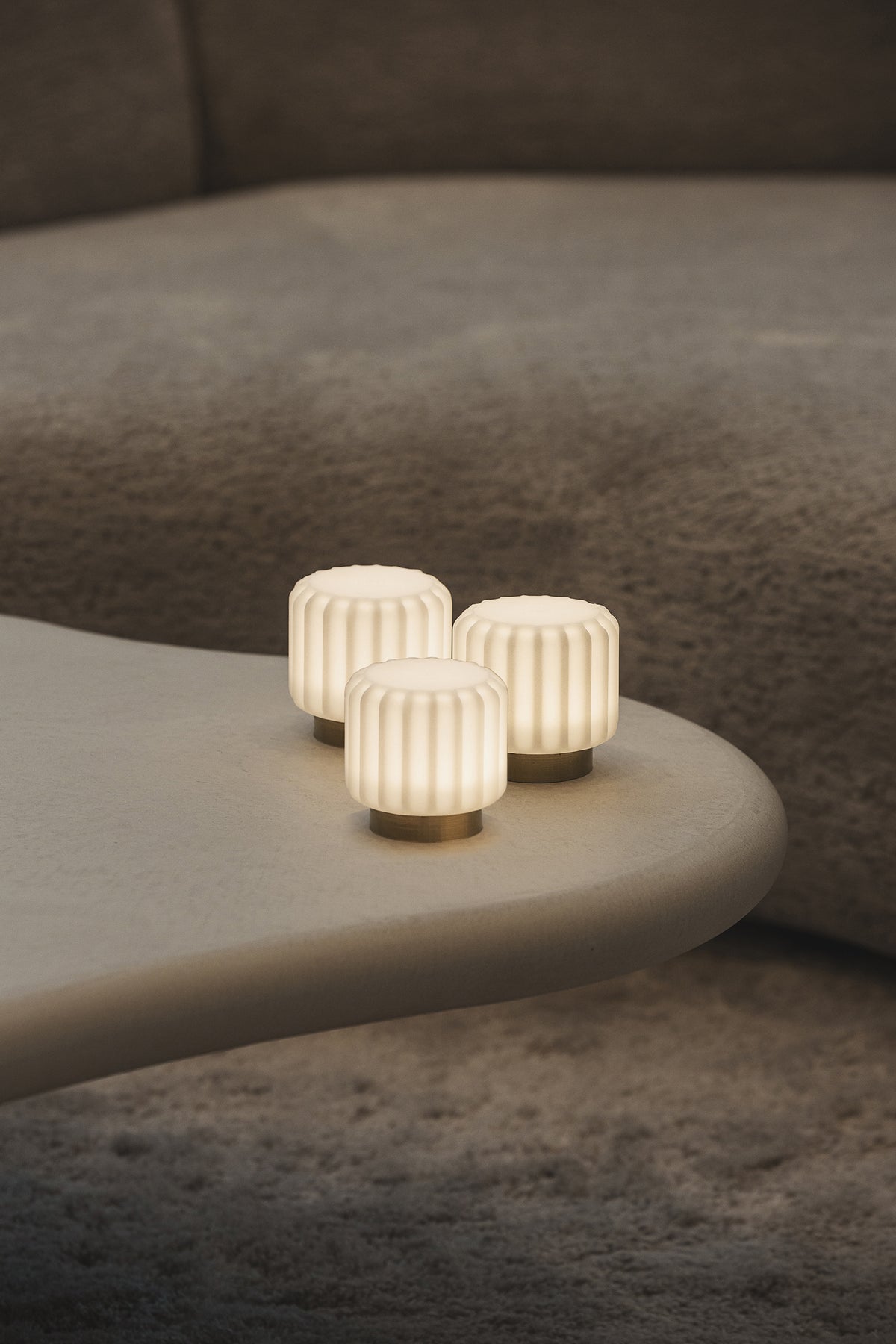 Dentelles 9-light USB rechargeable GOLD base Set/3 | 9 cm x Ø 9 cm