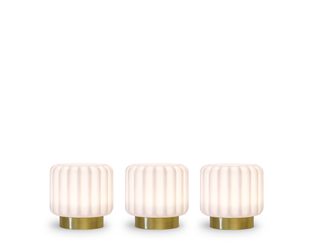 Dentelles 9-light USB rechargeable GOLD base Set/3 | 9 cm x Ø 9 cm