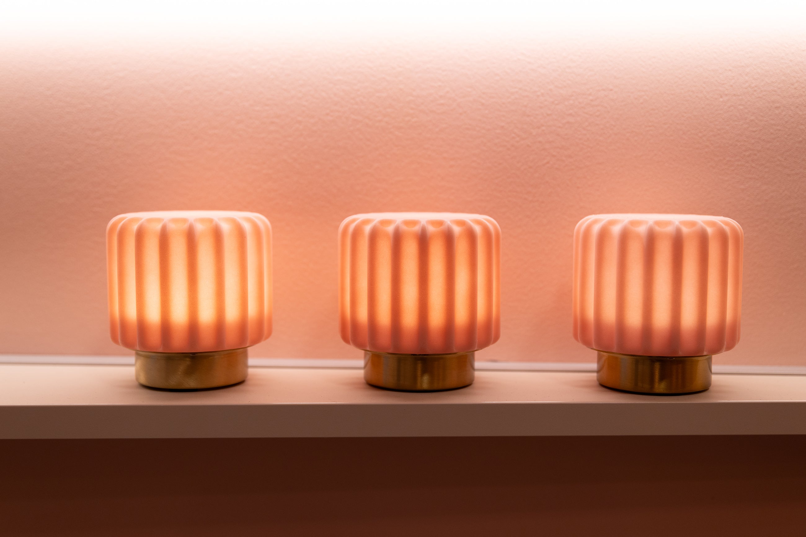 Dentelles 9-light USB rechargeable STRAWBERRY/GOLD Set/3 | 9 cm x Ø 9 cm
