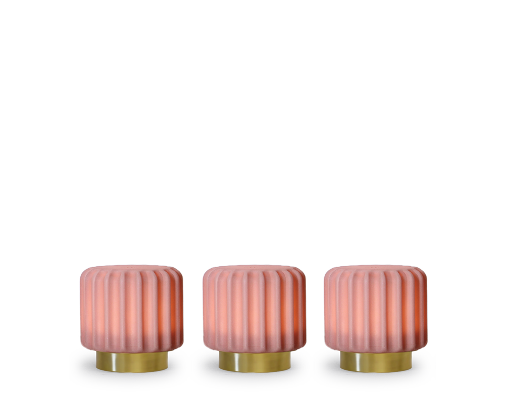 Dentelles 9-light USB rechargeable STRAWBERRY/GOLD Set/3 | 9 cm x Ø 9 cm