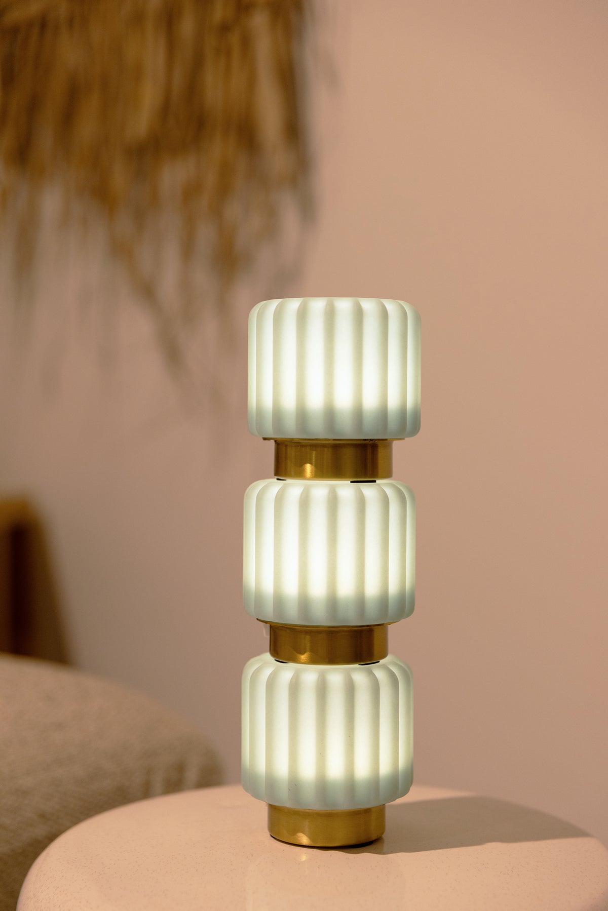 Dentelles 9 light USB recharge PISTACHIO/GOLD Set/3 | 9 cm x Ø 9 cm