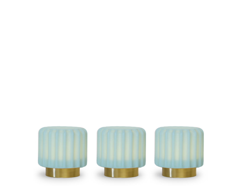 Dentelles 9 light USB recharge PISTACHIO/GOLD Set/3 | 9 cm x Ø 9 cm