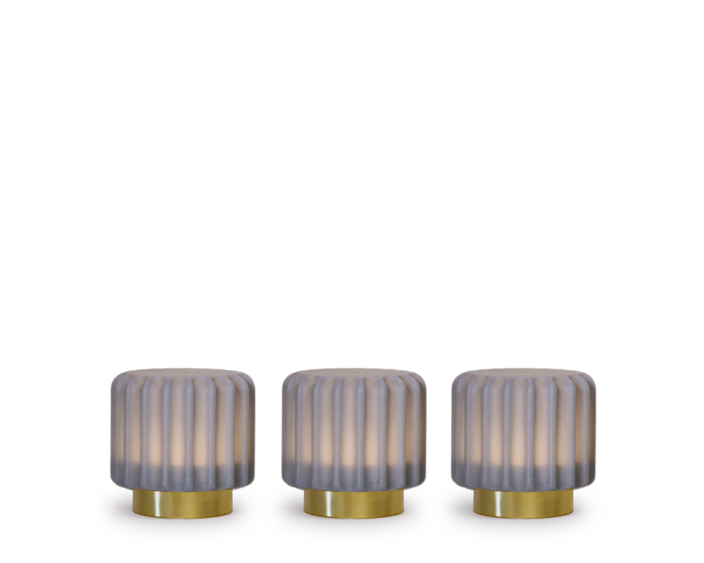 Dentelles 9-light USB rechargeable BLUEBERRY/GOLD Set/3 | 9 cm x Ø 9 cm