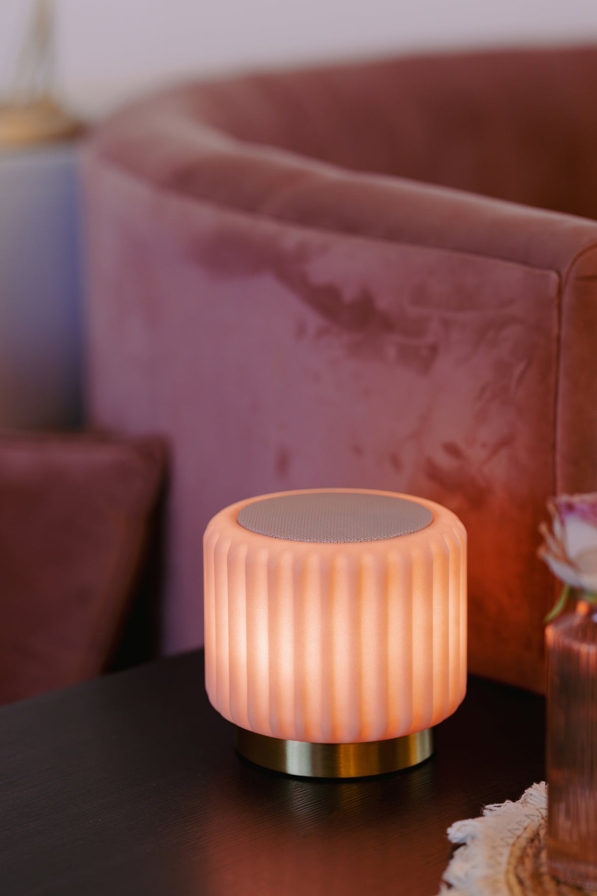 Dentelles speaker + Light USB recharge STRAWBERRY/GOLD | 12.5 cm x Ø 13.5 cm
