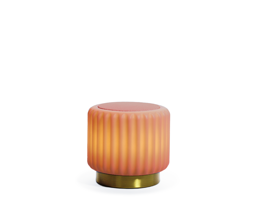 Dentelles speaker + Light USB recharge STRAWBERRY/GOLD | 12.5 cm x Ø 13.5 cm
