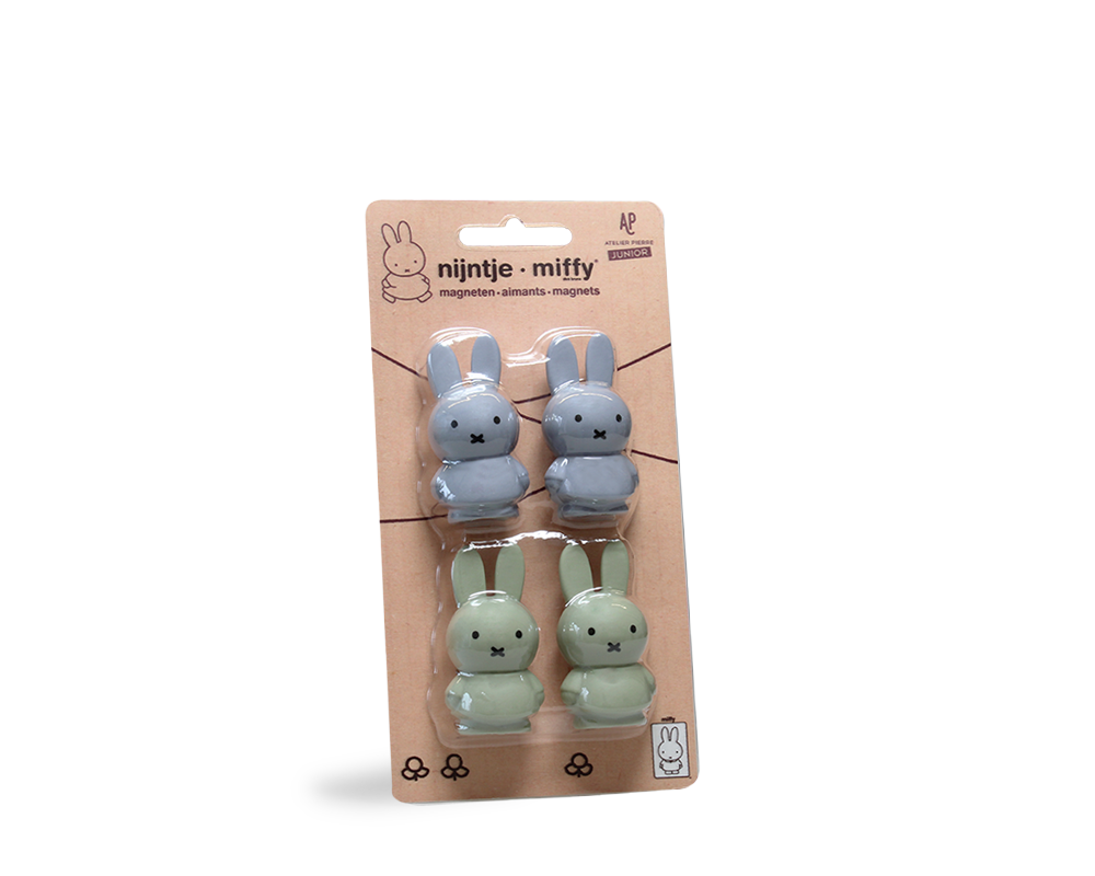 nijntje MIX Magnets 2 SILVER BLUE & 2 EUCALYPTUS sous blister | H4,6 Ø2,5 CM